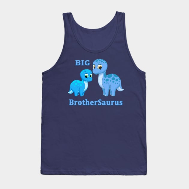 Cute Blue Brontosaurus Big Brother Dinosaur Tank Top by csforest